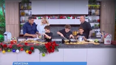 Ο Δημήτρης Σκαρμούτσος μαγειρεύει στο πλατό