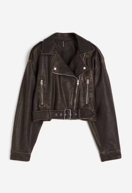 Δερμάτινο μπουφάν καφέ H&M