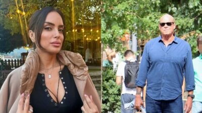 Η Ελπίδα Ιακωβίδου σε έξοδό της με το μπουφάν στους ώμους και ο Τζώνη Καλημέρης με πουκάμισο στους δρόμους της Αθήνας