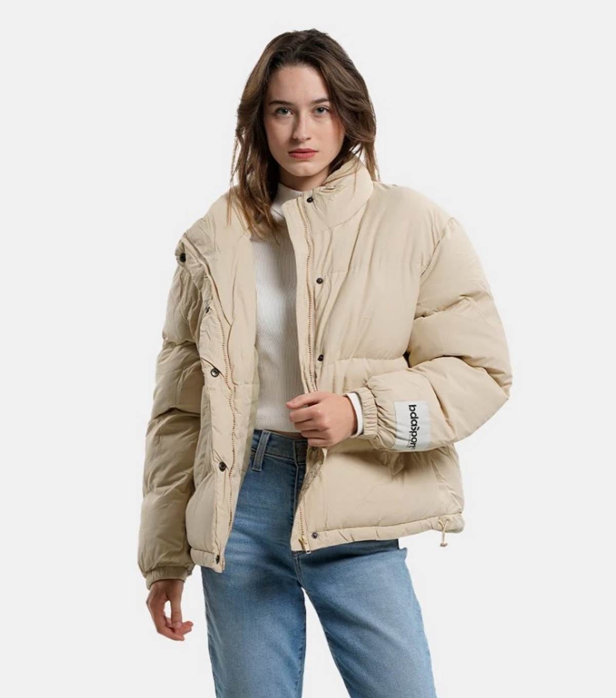 μπεζ puffer jacket