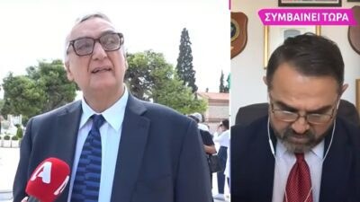 Ο Δημήτρης Σούρας και ο Σταύρος Μπαλάσκας με σκυμμένοκεφάλι για τον θάνατό του