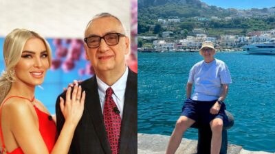 Ο Δημήτρης Σούρας αγκαλιά με την Κατερίνα Καινούργιου και μόνος του μπροστά στη θάλασσα με καπέλο