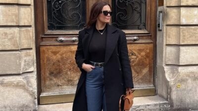 μαύρο παλτό στο street style