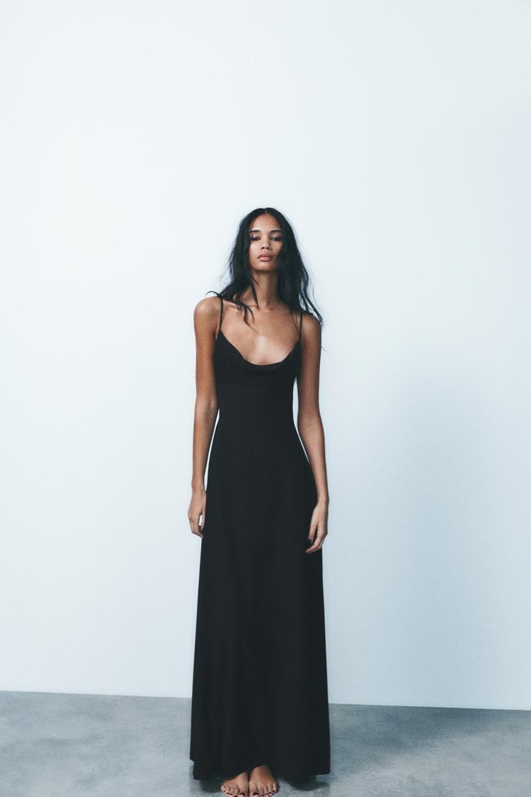 μαύρο μάξι φόρεμα zara