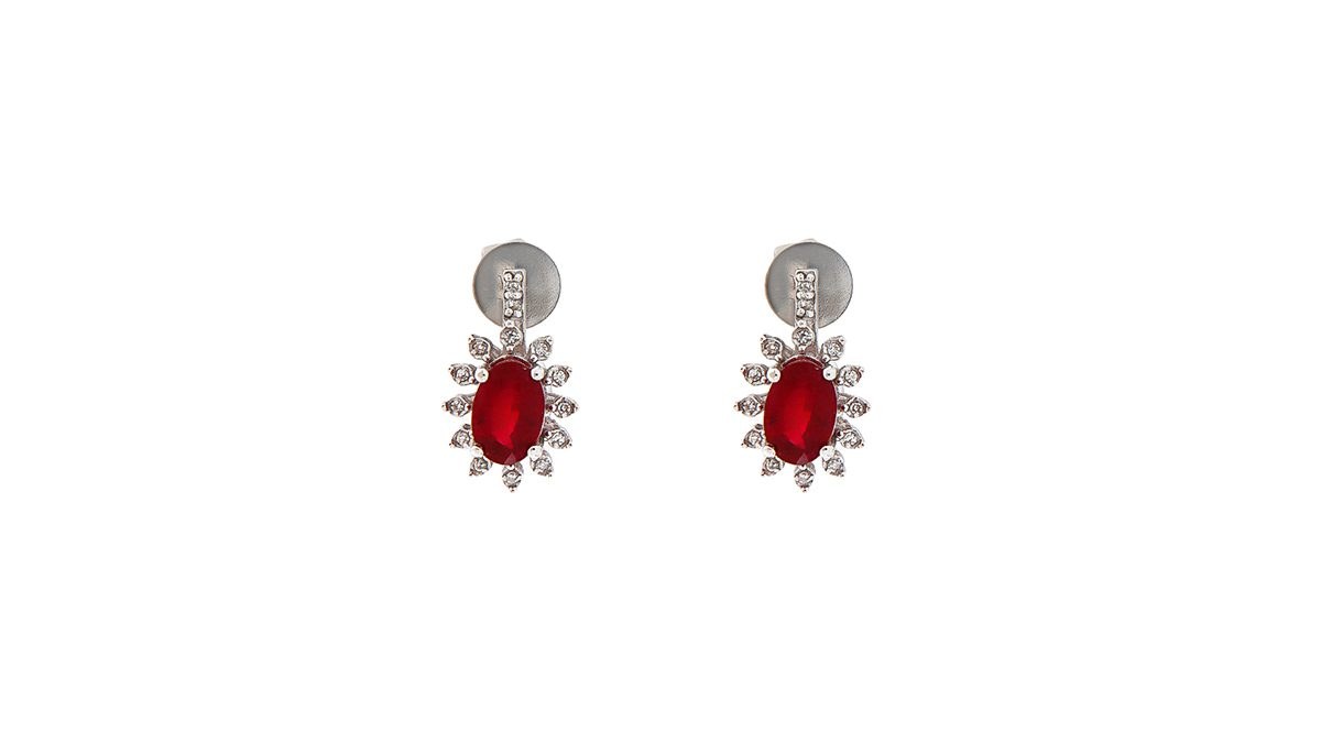 σκουλαρίκια με κόκκινες πέτρες kanakis jewels