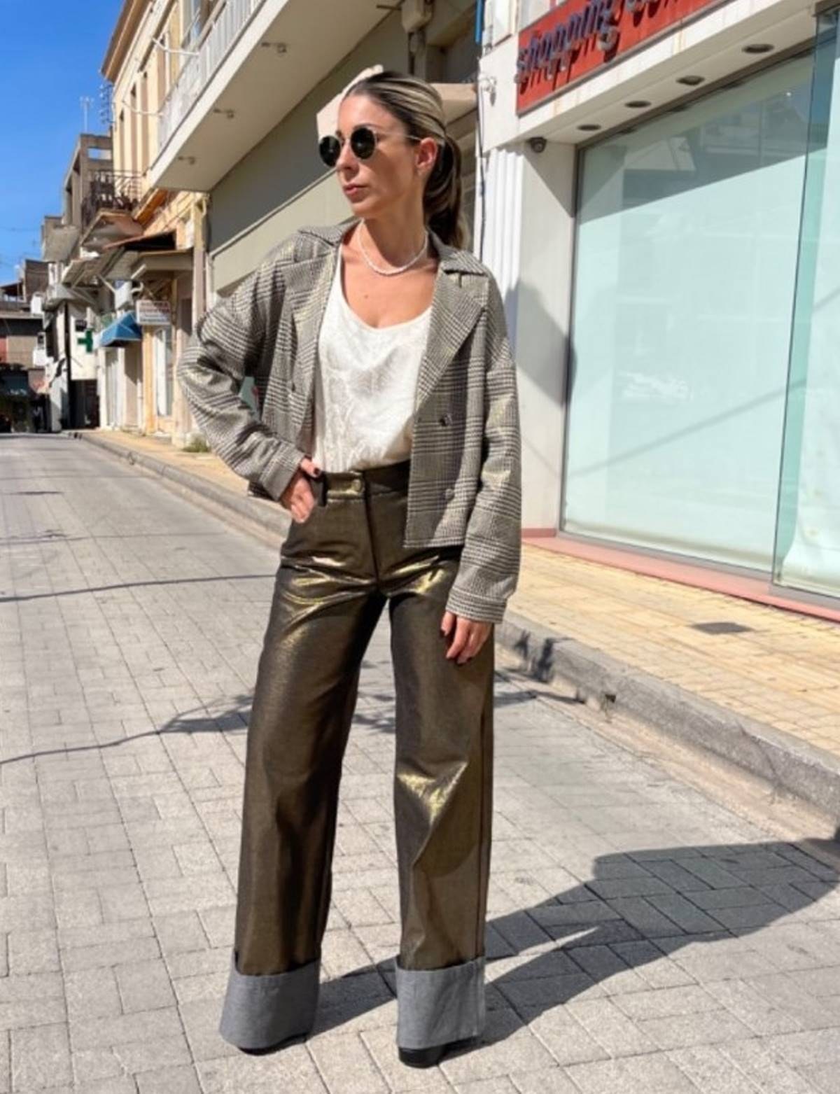 metallic gold τζιν παντελόνι innocent
