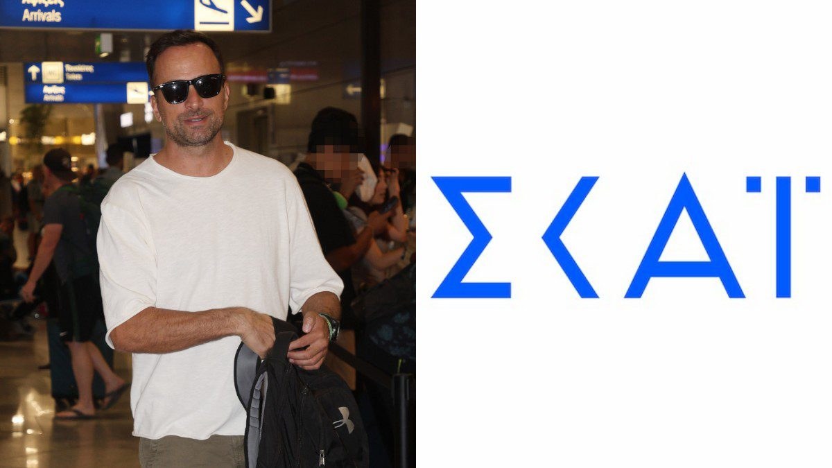 Ο Γιώργος Λιανός αριστερά και το λόγκο του ΣΚΑΙ δεξιά