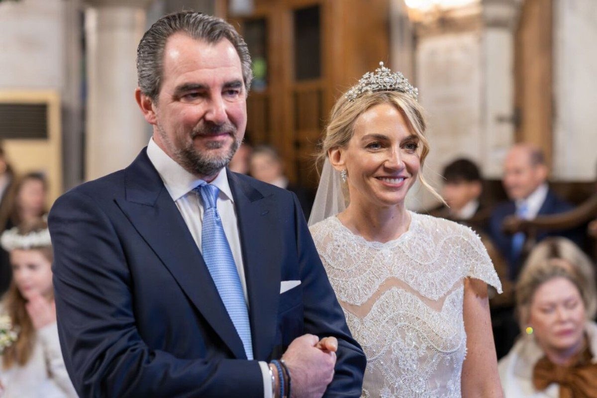 Ο Νικόλαος Ντε Γκρες και Χρυσή Βαρδινογιάννη στον γάμο τους