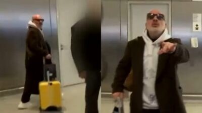 Ο Νίκος Μουτσινάς στο αεροδρόμιο