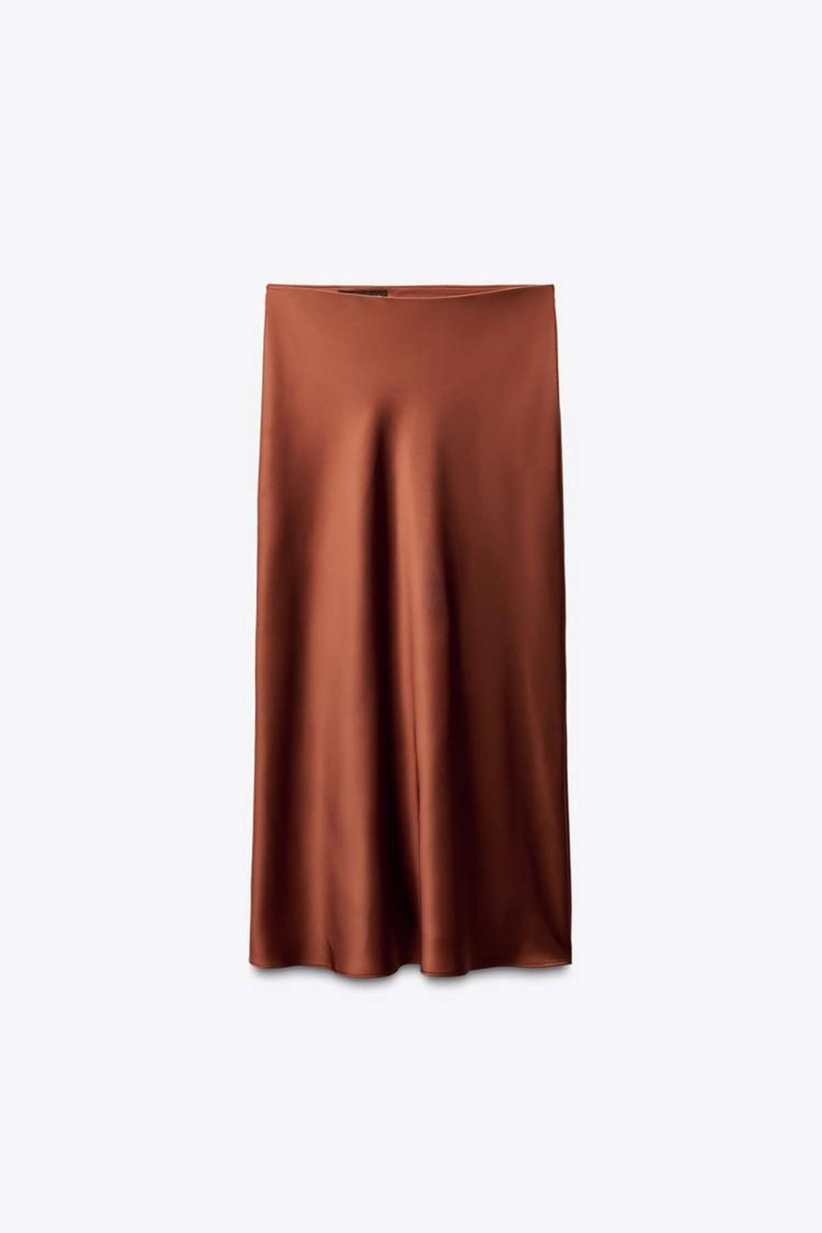 φούστα σατέν καφέ zara