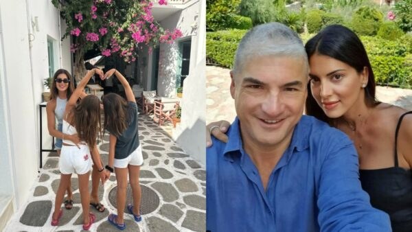 Η Σταματίνα Τσιμτσιλή με τις κόρες της και τον Θέμη Σοφό