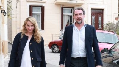 Η Χρυσή Βαρδινογιάννη και ο Νικόλαος Ντε Γκρες στη πρόβα του γάμου τους.