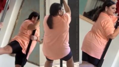Η Δανάη Μπάρκα κάνει pole dancing