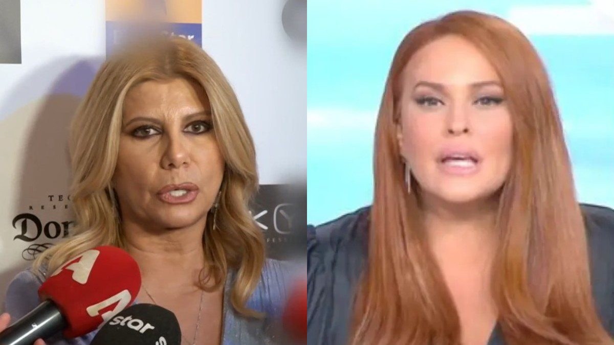 H Ζήνα Κουτσελίνη στις κάμερες και δίπλα η Χρηστίδου