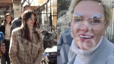 Η Ηλιάνα Παπαγεωργίου και η Έλενα Χριστοπούλου έξω από το δικαστήριο