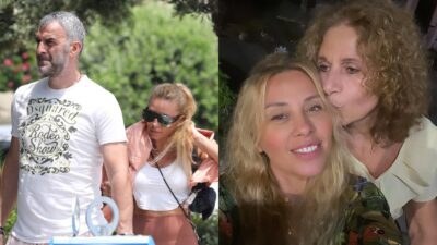 Η Γωγώ Μαστροκώστα με τον σύζυγό της και την μητέρα της