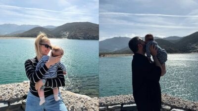 Η Φωτεινή Πετρογιάννη και ο Μιχάλης Ρουμπής με τον γιο τους