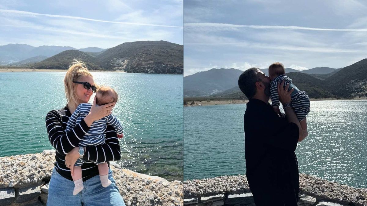 Η Φωτεινή Πετρογιάννη και ο Μιχάλης Ρουμπής με τον γιο τους