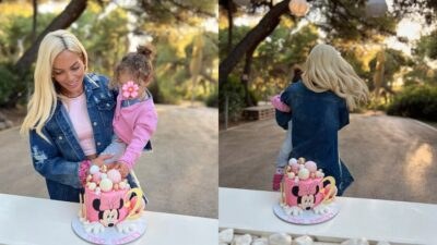 Η Ιωάννα Μαλέσκου με την κόρη της στα γενέθλιά της