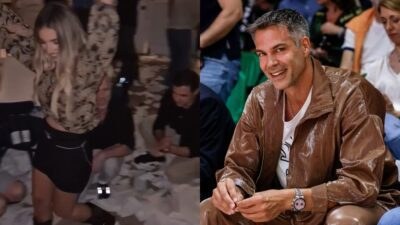 Η Αθηνά Οικονομάκου ενώ χορεύει και ο Μπρούνο Τσερέλα