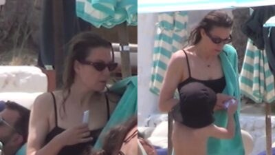 Η Βίκυ Καγιά σε παραλία στη Μύκονο