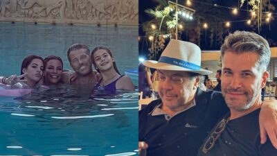 Ο Χάρης Βαρθακούρης με την οικογένειά του και με τον Γιάννη Πάριο