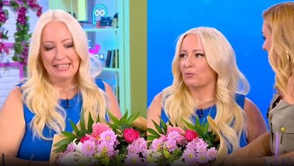 Η Αφροδίτη Γραμμέλη με ανθοδέσμη στο Καλοκαίρι Παρέα