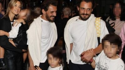 Η Γιολάντα Καλογεροπούλου και ο Σταύρος Σβήγκος μαζί με τα παιδιά τους