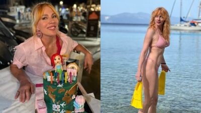 Η Σμαράγδα Καρύδη με τούρτα και στην παραλία