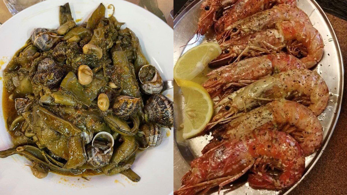 σαλιγγάρια και γαρίδες
