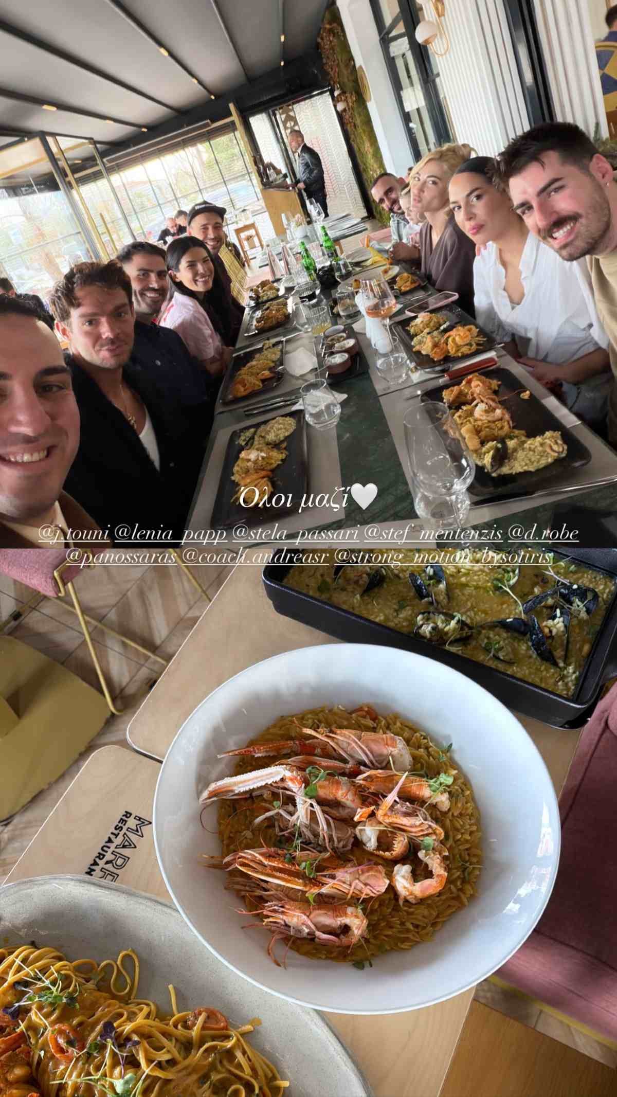 H Ιωάννα Τούνη με τον σύντροφό της και την παρέα τους για φαγητό