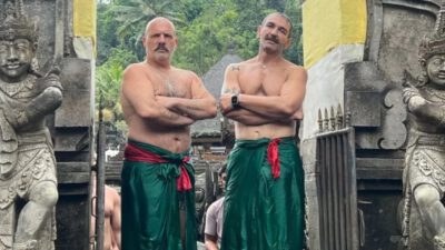 Ο Κωνσταντίνος Δέδες με τον Νίκο Μουτσινά στο Μπαλί