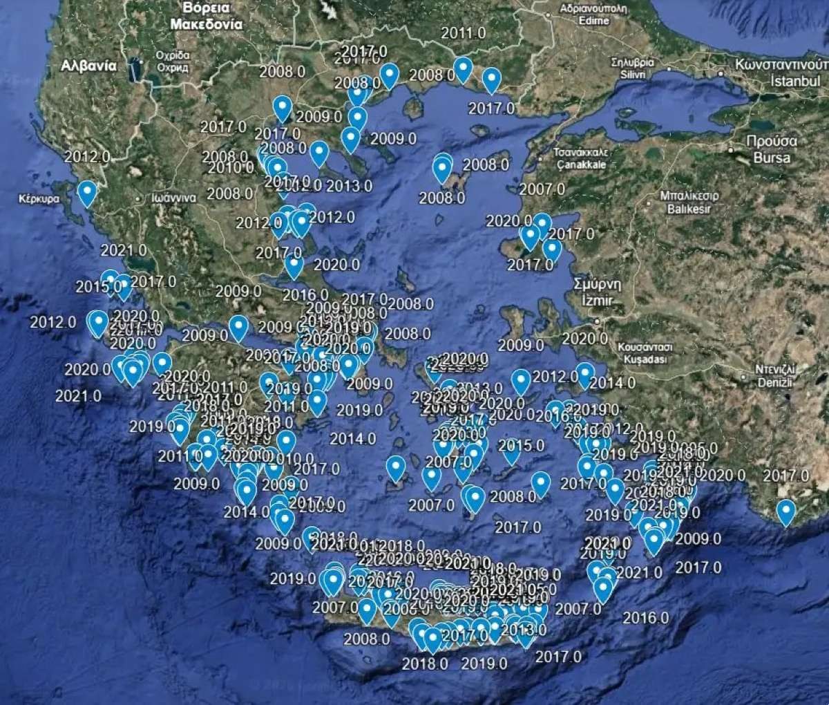 Περιοχές με λαγοκέφαλους