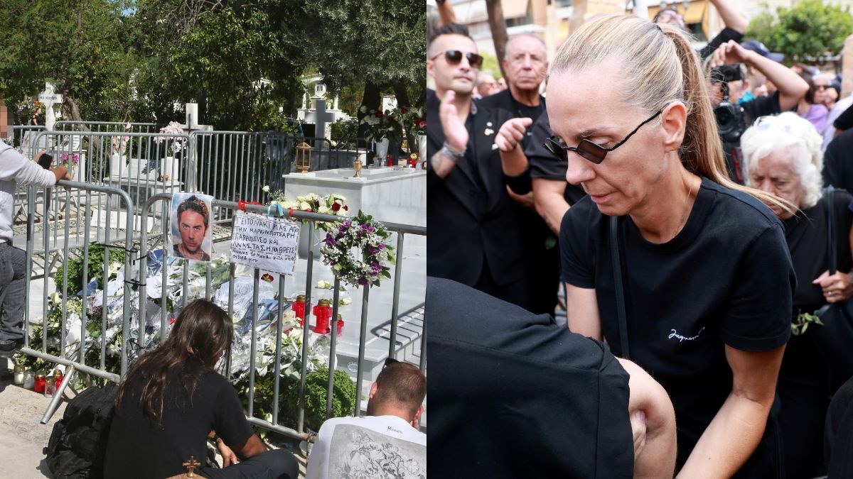 Η Βάσω Μαζωνάκη στον τάφο του αδερφού της