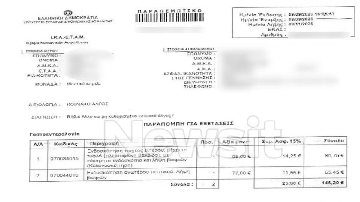 Γιώργος Μαζωνάκης: Αυτό είναι το παραπεμπτικό που πρόταξε ως «άλλοθι» ο γιατρός (φωτογραφίες)