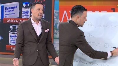 Ο Πέτρος Κουσουλός σε έναν άσπρο πίνακα
